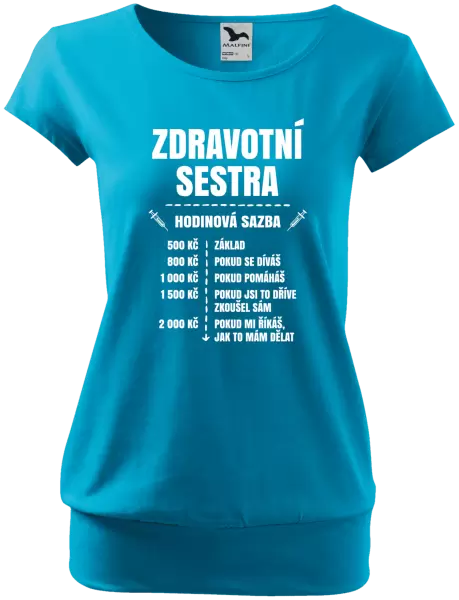 Dámské tričko Hodinová sazba - zdravotní sestra
