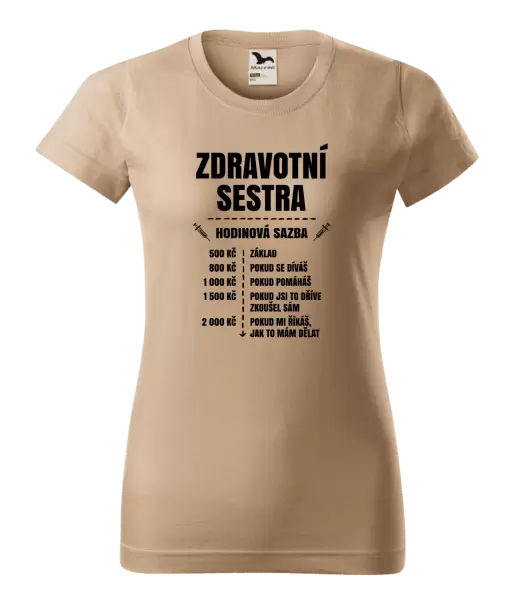 Dámské tričko Hodinová sazba - zdravotní sestra