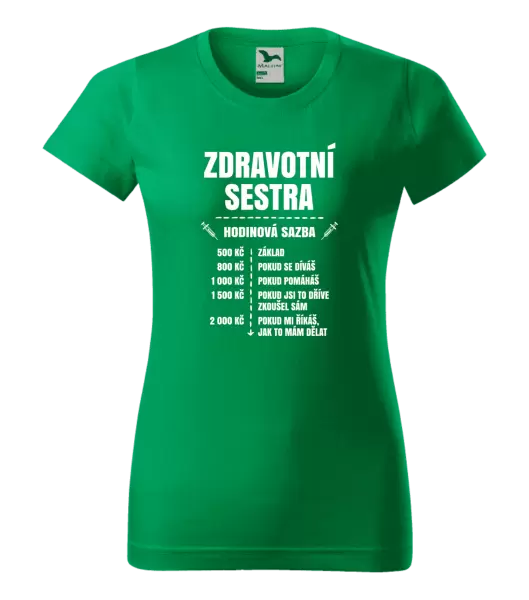 Dámské tričko Hodinová sazba - zdravotní sestra