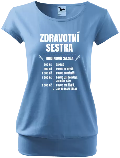Dámské tričko Hodinová sazba - zdravotní sestra