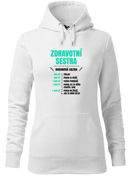 Dámská mikina Hodinová sazba - zdravotní sestra