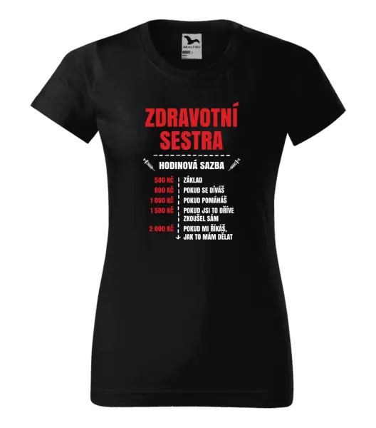Dámské tričko Hodinová sazba - zdravotní sestra