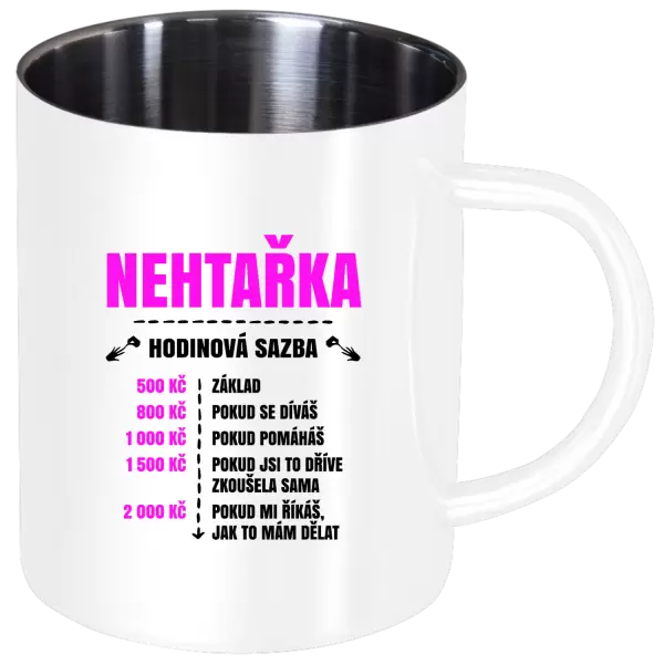 Nerezový hrnek Hodinová sazba - nehtařka