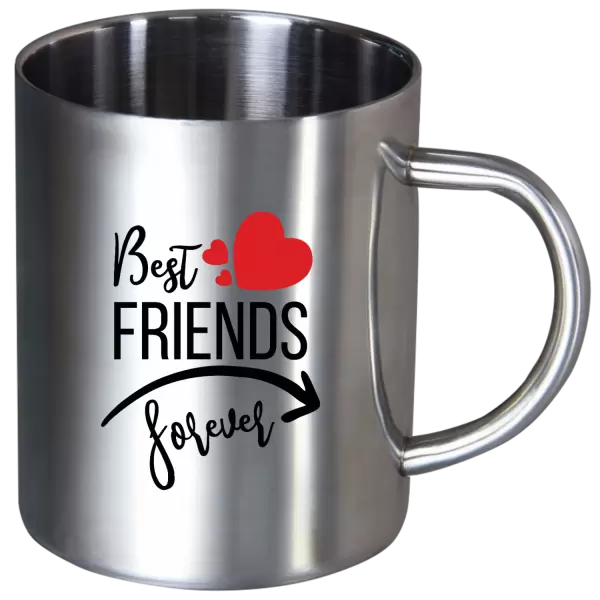 Nerezový hrnek Best friends forever srdce #1