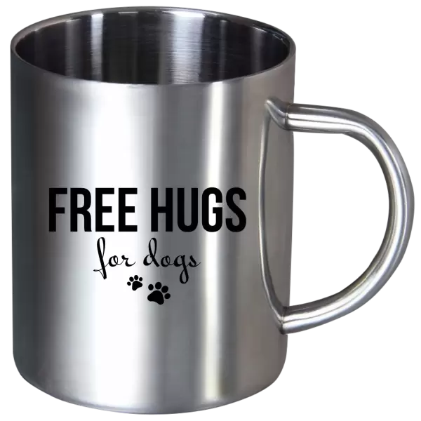 Nerezový hrnček Free hugs for dogs
