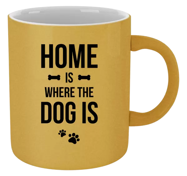 Metalický hrnek Home is where the dog is