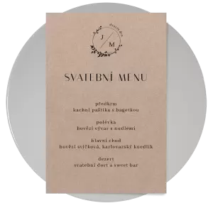 Papírové svatební menu LOPY