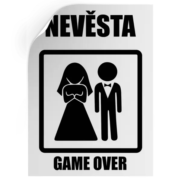 Samolepka Game over - nevěsta