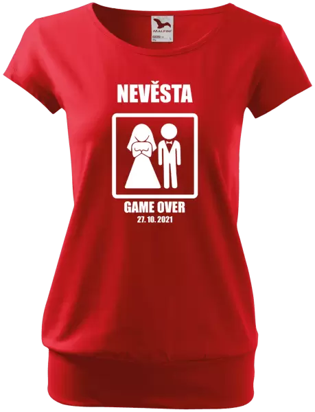 Dámské tričko Game over - nevěsta s datem