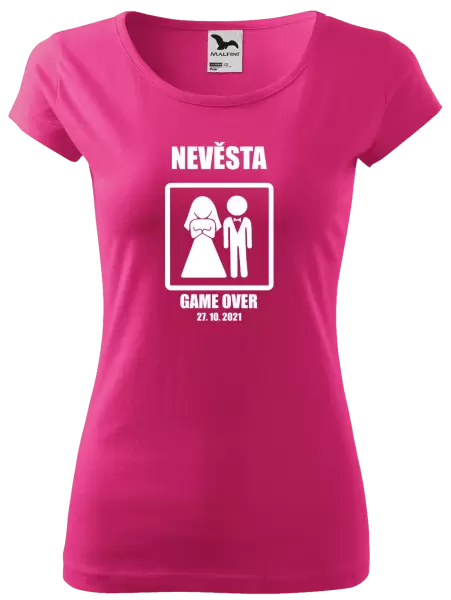 Dámské tričko Game over - nevěsta s datem