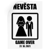 Samolepka Game over - nevěsta s datem