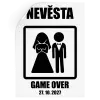 Samolepka Game over - nevěsta s datem