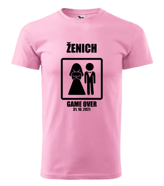 Pánské tričko Game over - ženich s datem
