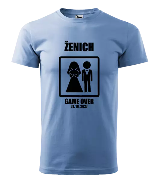 Pánské tričko Game over - ženich s datem