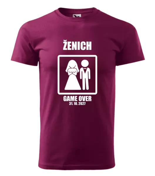 Pánské tričko Game over - ženich s datem