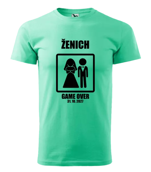 Pánské tričko Game over - ženich s datem