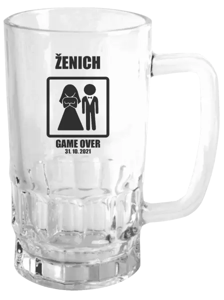 Půllitr Game over - ženich s datem