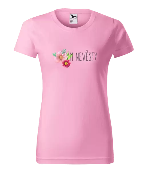 Dámské tričko Tým nevěsty - červené květiny