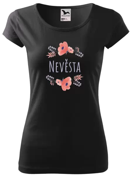 Dámské svatební tričko Nevěsta - fialové květiny