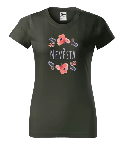 Dámské svatební tričko Nevěsta - fialové květiny