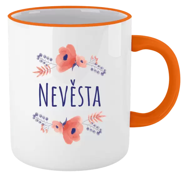 Hrnek Nevěsta - fialové květiny