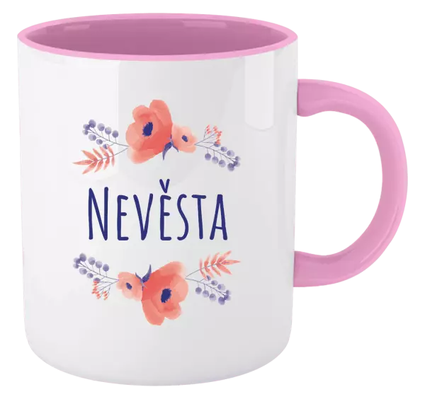 Hrnek Nevěsta - fialové květiny