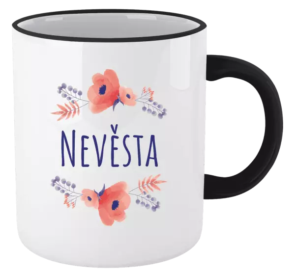 Hrnek Nevěsta - fialové květiny
