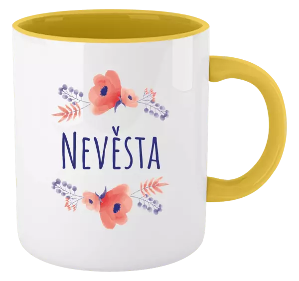 Hrnek Nevěsta - fialové květiny