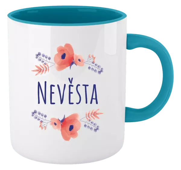 Hrnek Nevěsta - fialové květiny