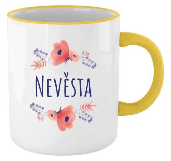 Hrnek Nevěsta - fialové květiny