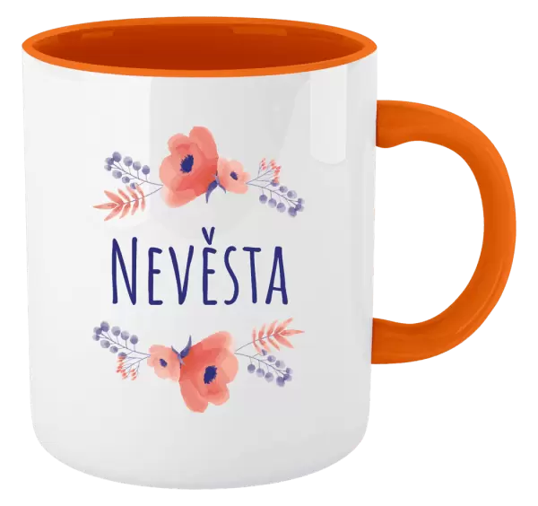 Hrnek Nevěsta - fialové květiny