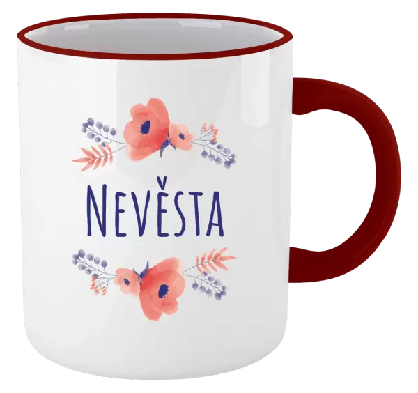 Hrnek Nevěsta - fialové květiny