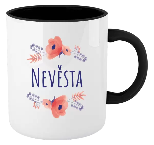 Hrnek Nevěsta - fialové květiny