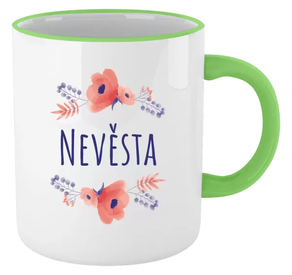 Hrnek Nevěsta - fialové květiny