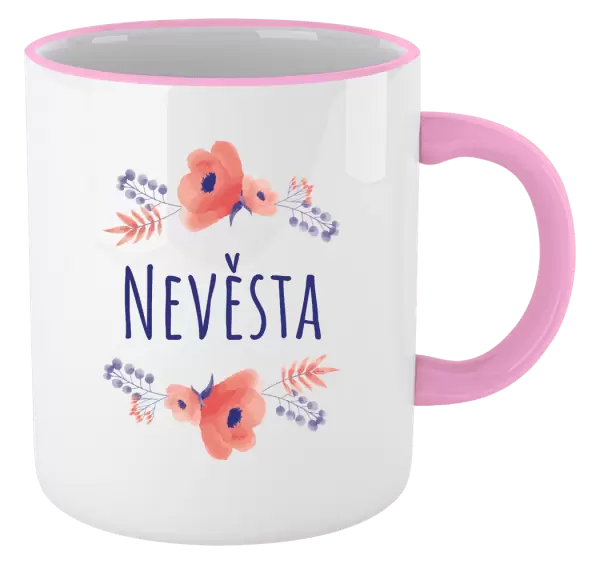 Hrnek Nevěsta - fialové květiny