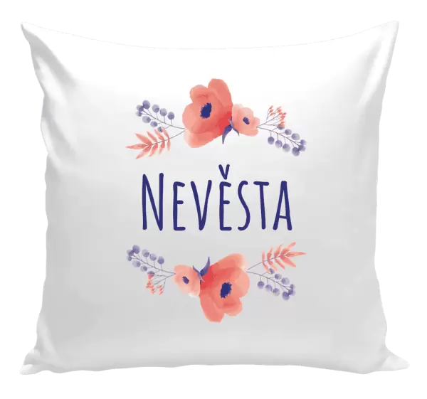 Polštář Nevěsta - fialové květiny