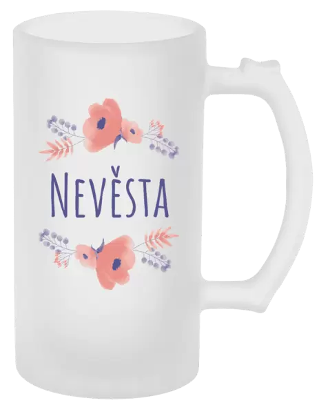 Půllitr Nevěsta - fialové květiny