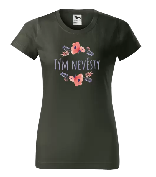 Dámské tričko Tým nevěsty - fialové květiny
