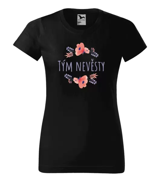 Dámské tričko Tým nevěsty - fialové květiny