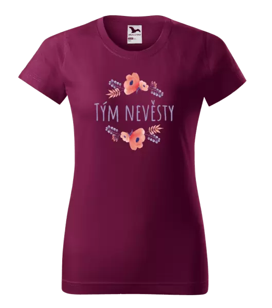 Dámské tričko Tým nevěsty - fialové květiny