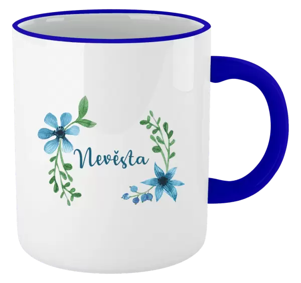 Hrnek Nevěsta - modré květiny