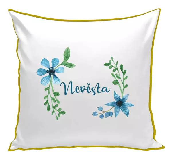 Polštář Nevěsta - modré květiny