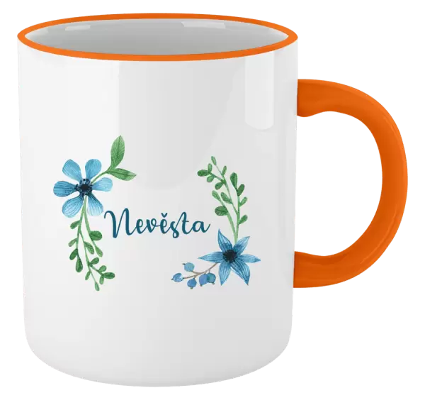 Hrnek Nevěsta - modré květiny