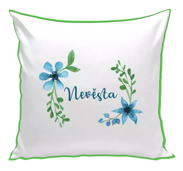 Polštář Nevěsta - modré květiny