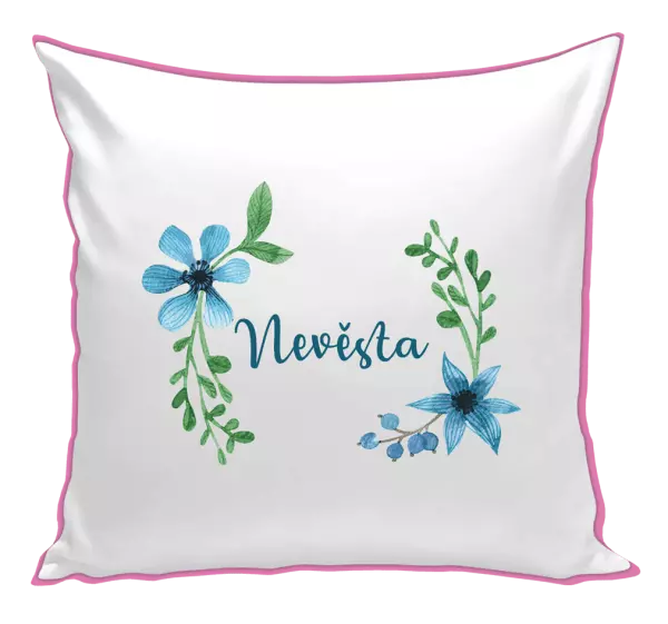 Polštář Nevěsta - modré květiny