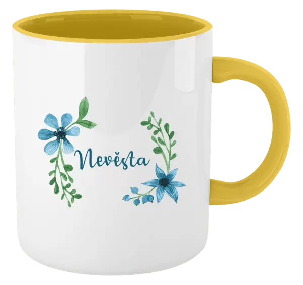 Hrnek Nevěsta - modré květiny