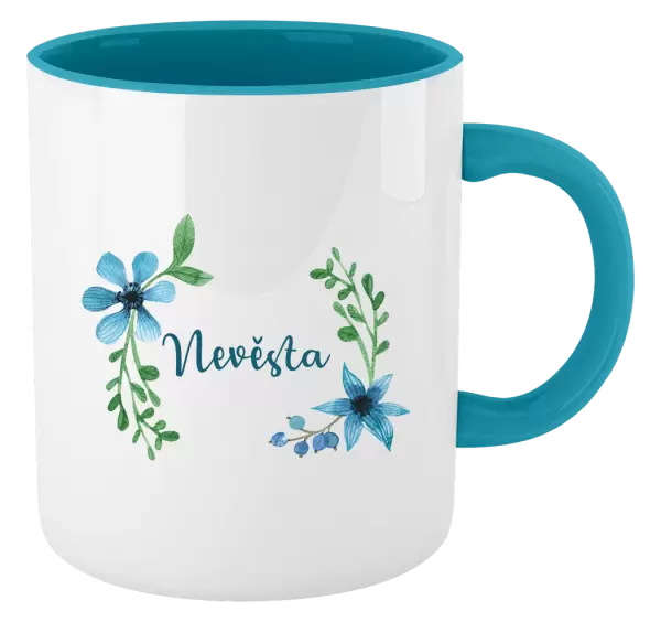 Hrnek Nevěsta - modré květiny