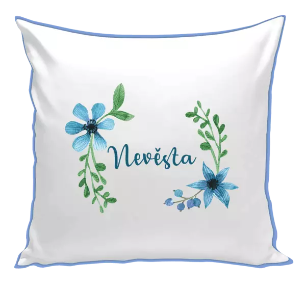 Polštář Nevěsta - modré květiny
