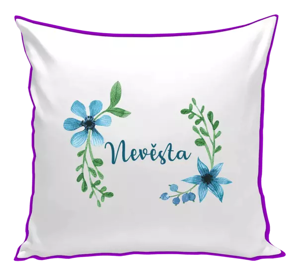 Polštář Nevěsta - modré květiny