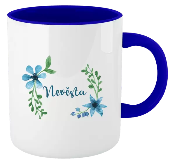 Hrnek Nevěsta - modré květiny